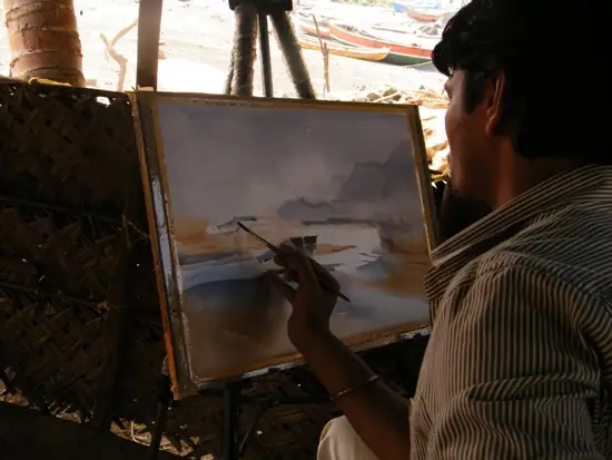 Painting demonstration by Mentor Shri. Sandeep Yadav during camp