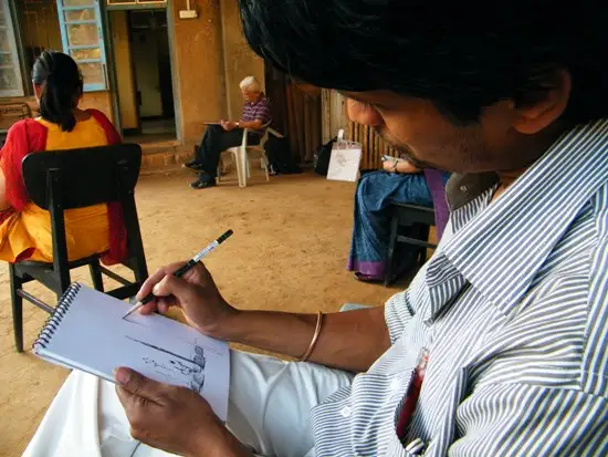 Sandeep Yadav doing Sketching at Diveagar