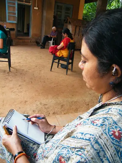 Participants doing sketching at Diveagar 4