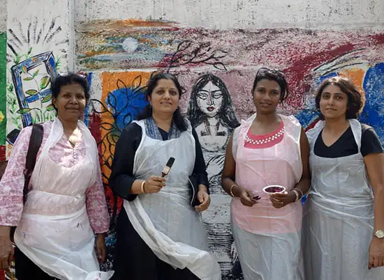 Artists at The Art Walk 360. (L to R) Milburn Cherian, Chitra Vaidya, Sumana Nath De, Ami Patel