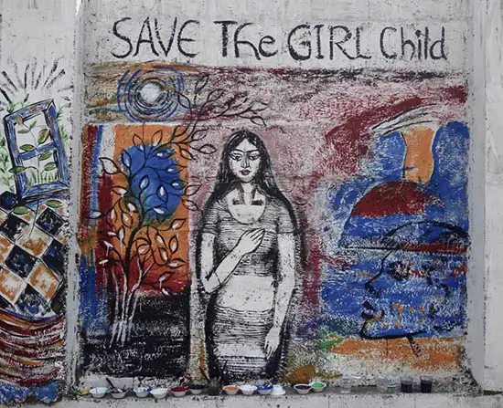 The wall panel painted by Milburn Cherian, Chitra Vaidya, Sumana Nath De and Ami Patel at The Art Walk 360