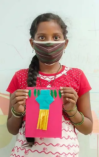 Girl with  greeting card