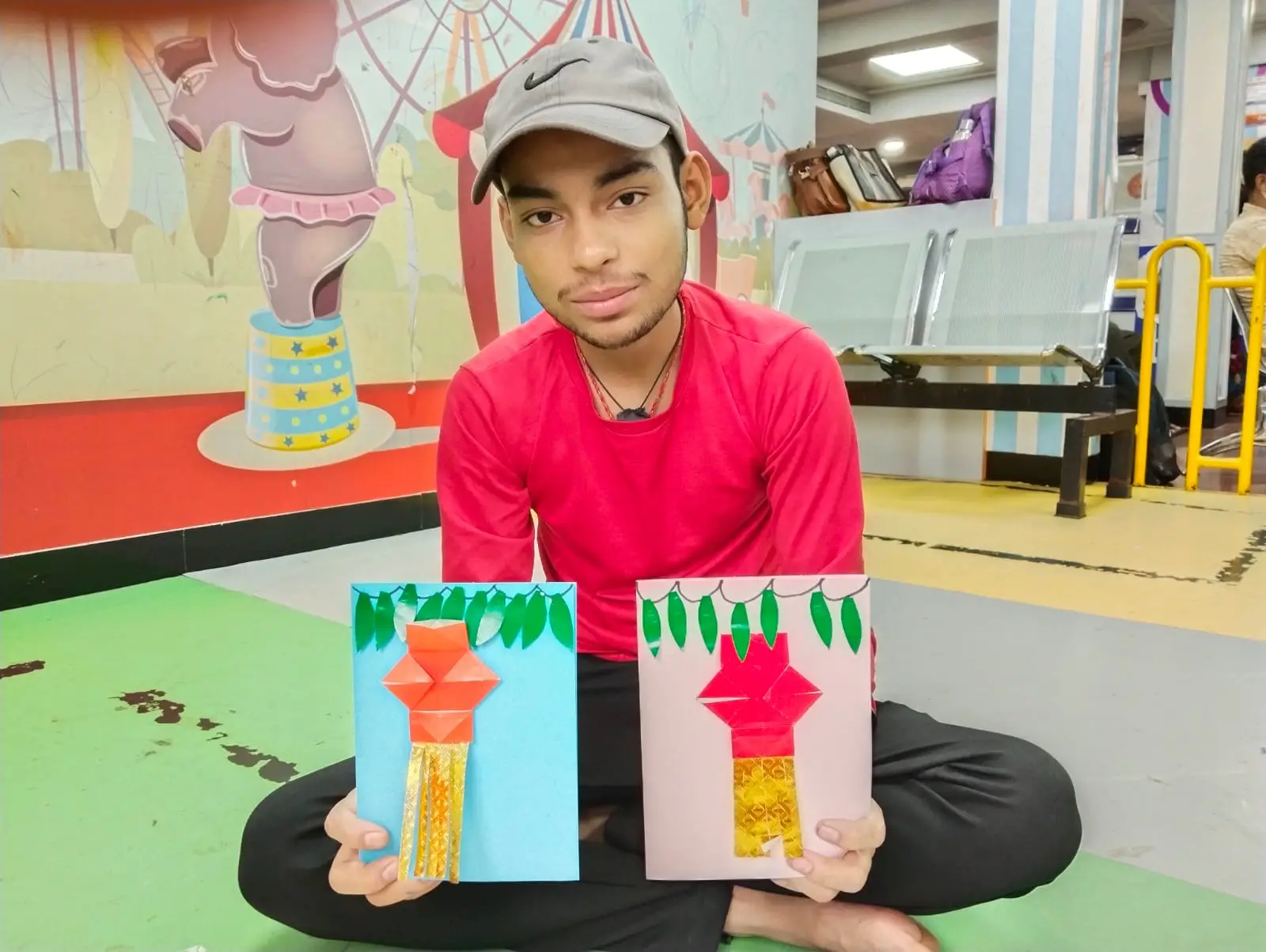 Boy with  greeting cards