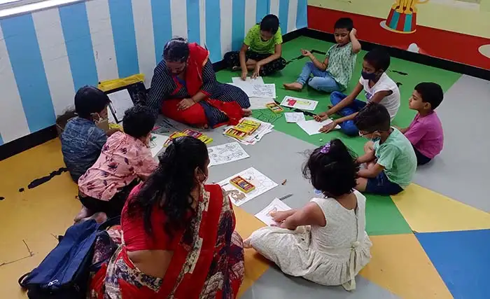 picture from art workshop for children at TMC, Mumbai on 16 June 2022