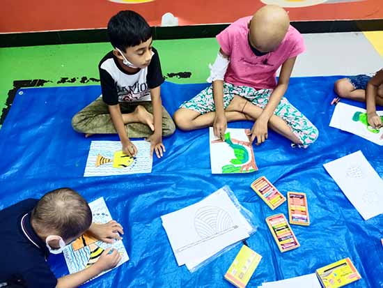 Children from the children art workshop on 21 April 2022 at TMC, Mumbai