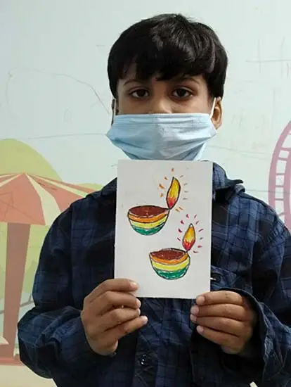 Kid showing greeting card 3