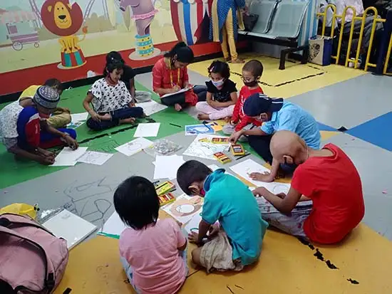 Children at art workshop on 5 May 2022 at TMC, Mumbai