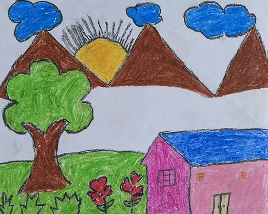 painting by Alfiya Jamir Shaikh, Class 4, Nirmala Convent School