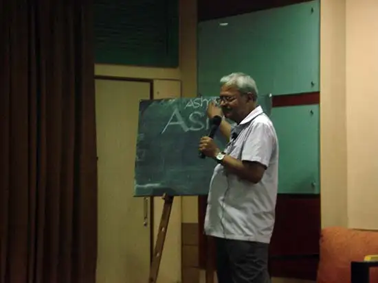 Prof. Babu Udupi explained the development of Devanagari and English alphabets