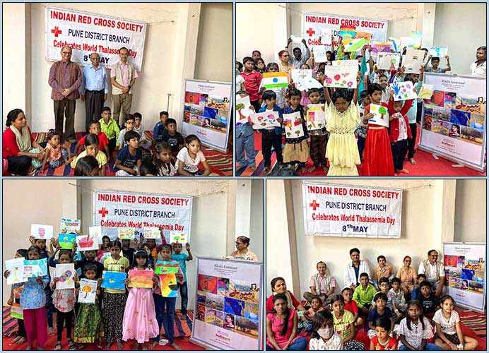 children drawing on Thalassemia Day