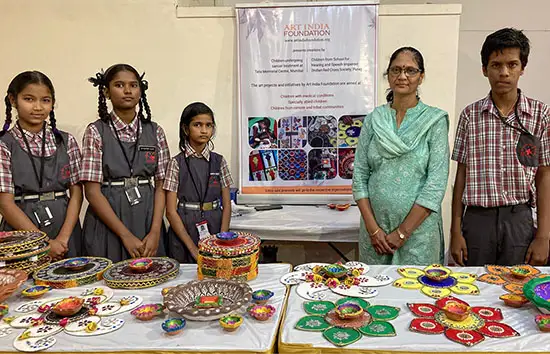 Students from School for Hearing and Speech Impaired along with Principal Mrs. Mrunal Sarade