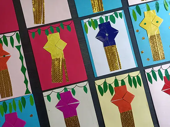 Diwali Kandil greeting cards made by children undergoing cancer treatment