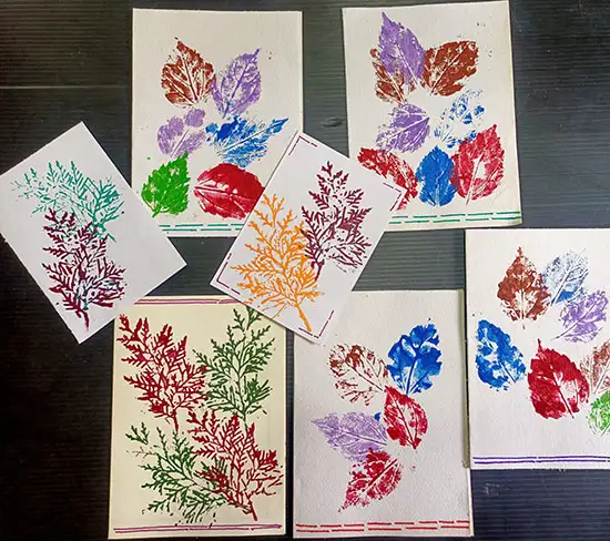 Leaf Print greeting card for Diwali