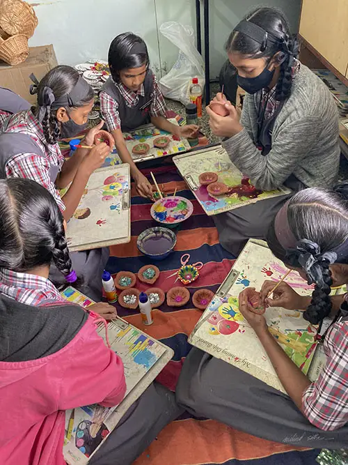 Students from School for Hearing and Speech Impaired, create Diwali artefacts