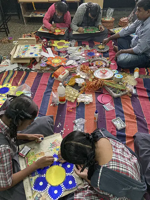 Students from School for Hearing and Speech Impaired, create Diwali artefacts