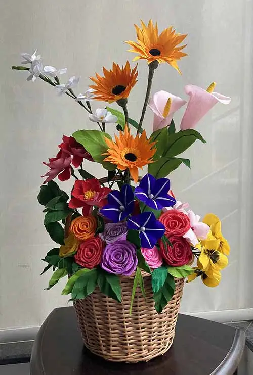 Artificial flower bouquet created by students from School for Hearing and Speech Impaired