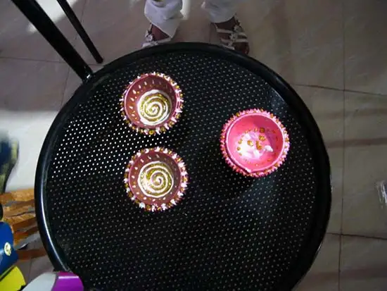 Painted diyas by participants