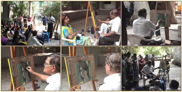 portrait painting demo by B. R. Kulkarni for Art India Foundation