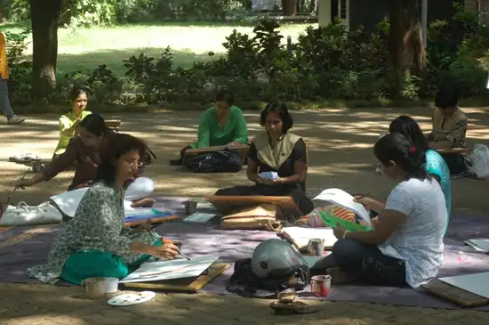 Cycle riders doing drawing at Independence Day Cycle ride