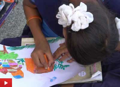 Painting workshop for adivasi (tribal) children at Gonde ashramshala, Dist. Palghar, Maharashtra