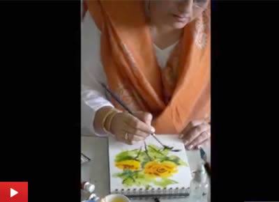 Watercolour painting demo - rose flower