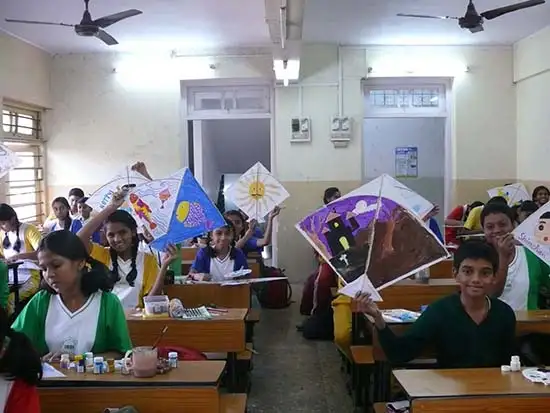 Girls & Boys with their Kite