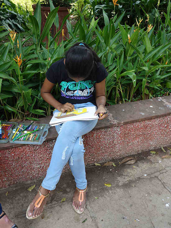 Girl at Outdoor painting workshop