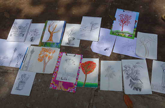 Paintings from Outdoor painting workshop by participants of all age groups