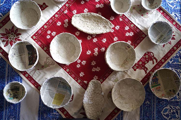 papier mache bowls created by Gauri Ketkar