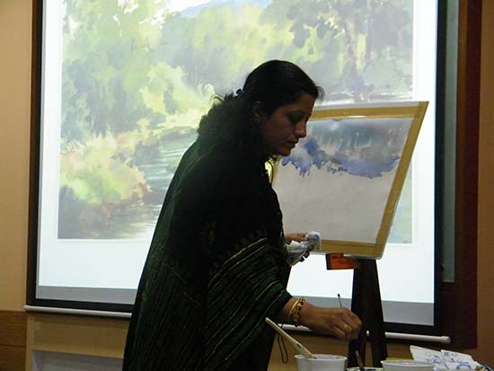 watercolour painting demonstration by artist Chitra Vaidya