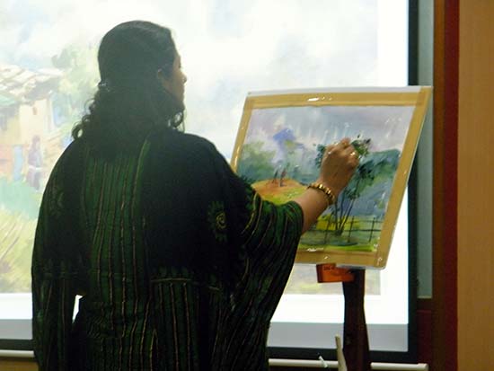 Live watercolour painting demonstration by artist Chitra Vaidya