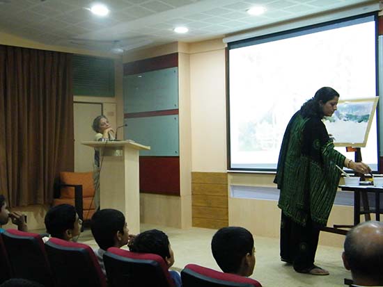 watercolour painting demonstration at Jnana Prabodhini Prashala, Pune