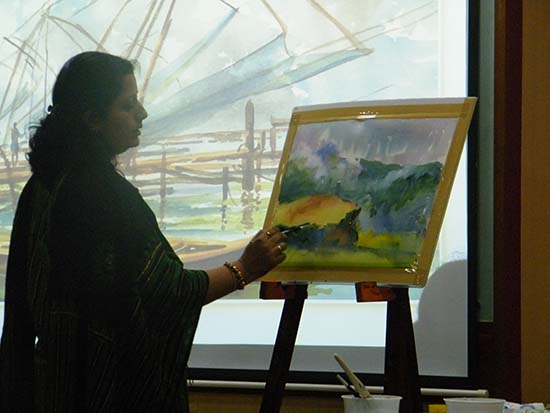Live painting demonstration by artist Chitra Vaidya