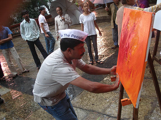 live painting by artists for the art project 'We The People'