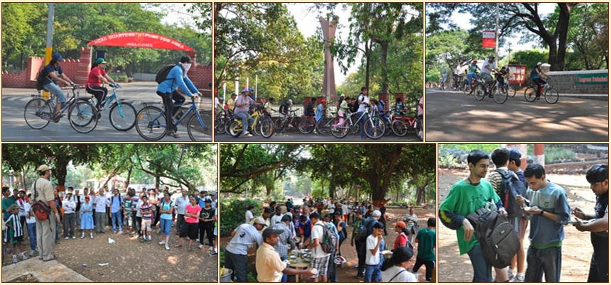 cyclists of Pune Heritage Cycle Ride at Empress garden