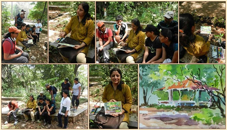 watercolour painting demo at Empress Garden by artist Chitra Vaidya